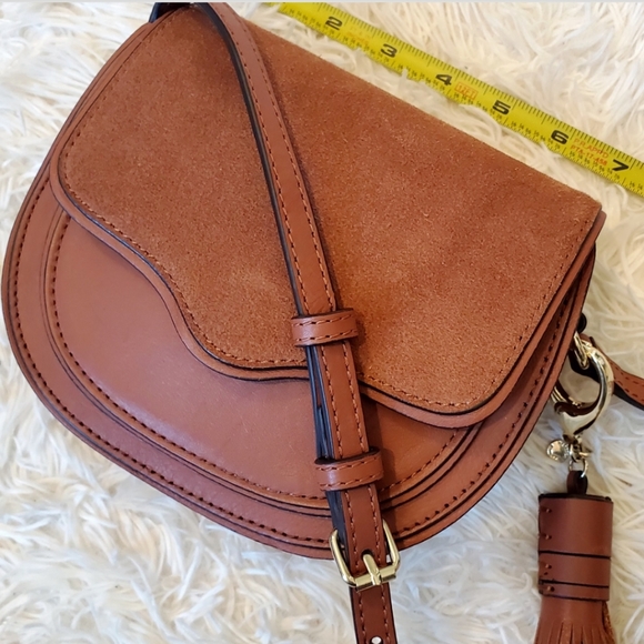 REBECCA MINKOFF MINI SUEDE & LEATHER SATCHEL - Picture 4 of 15